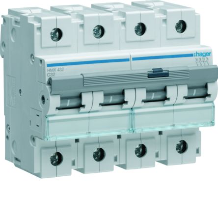 Hager HMX MCB, 4P, 32A, 500V AC, 50 Breaking Capacity