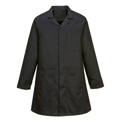 Portwest Black Unisex Reusable Lab Coat, XXXXXL