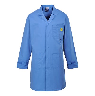 Portwest Blue Unisex Reusable Lab Coat, M