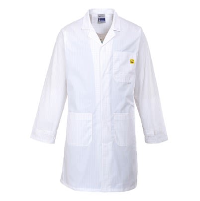 Portwest White Unisex Reusable Lab Coat, L
