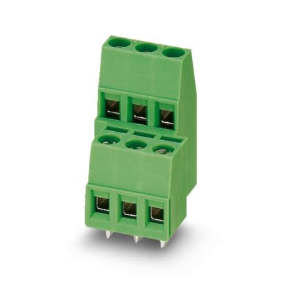 Phoenix Contact PCB Terminal Block, 3-Contact, 5mm Pitch, Wave Soldering, 2-Row, Plug In, Screw Termination