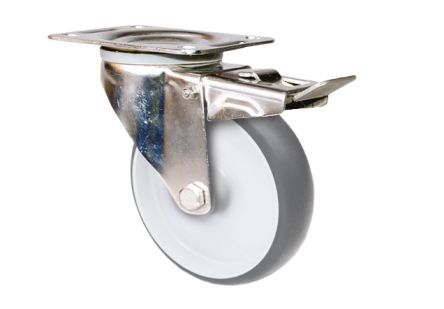 Guitel Hervieu Braked Swivel Castor Wheel, 70kg Capacity, 80mm Wheel