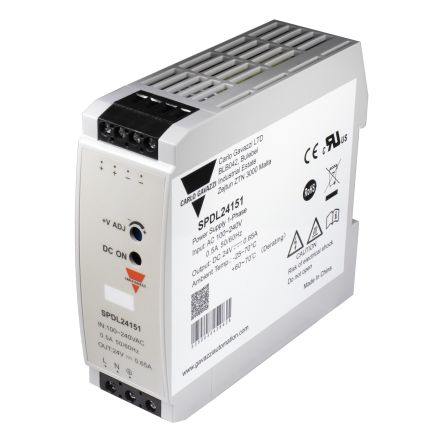 Carlo Gavazzi Switching Power Supply, SPDL24151, 24V, 625mA, 15W, 1 Output, 100 → 240V dc Input Voltage