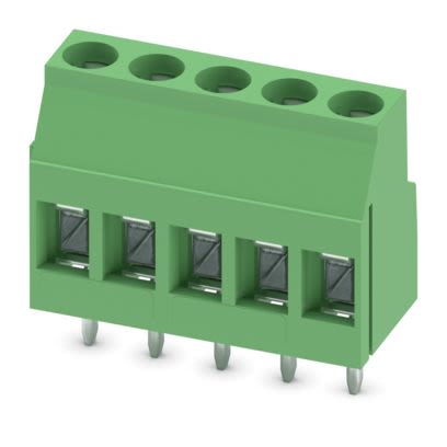 Phoenix Contact PCB Terminal Block, 5-Contact, 5mm Pitch, Wave Soldering, 1-Row, Plug In, Screw Termination