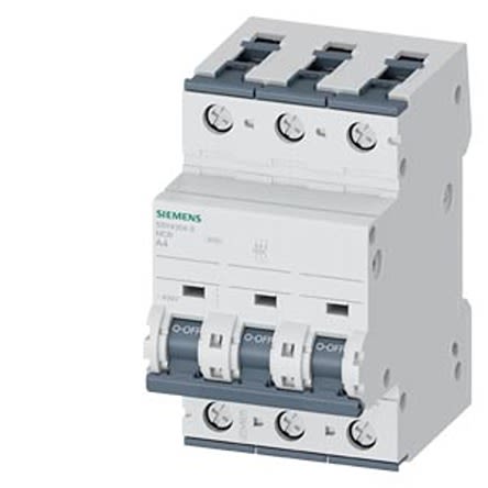 Siemens SENTRON 5SY4 MCB, 3P, 4A, Type A, 400V AC, 60V DC, 35 kA Breaking Capacity