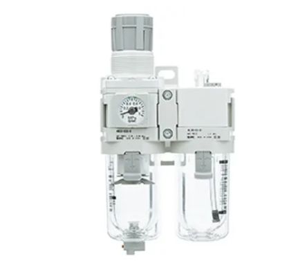 SMC G 3/8 Filter Regulator Lubricator, Automatic Drain, 5μm Filtration Size - Without Pressure Gauge, AC30A-F03D-D