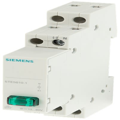 Siemens, 5TE5811, Panel Green LED Pilot Light, IP20, Rectangular, 12 → 60V ac