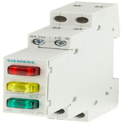 Siemens, 5TE5812, Panel Green, Red, Yellow LED Pilot Light, IP20, Rectangular, 12 → 60V ac