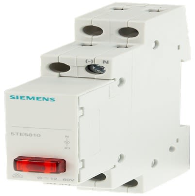 Siemens, 5TE5810, Panel Red LED Pilot Light, IP20, Rectangular, 12 → 60V ac