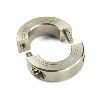 Ruland Shaft Collar, Two Piece, Clamp, Bore 15mm, OD 34mm, W 13mm, 303 Stainless Steel