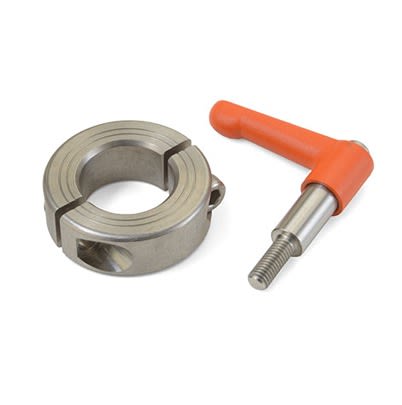 Ruland Shaft Collar, Two Piece, Clamp, Bore 22mm, OD 42mm, W 15mm, 303 Stainless Steel