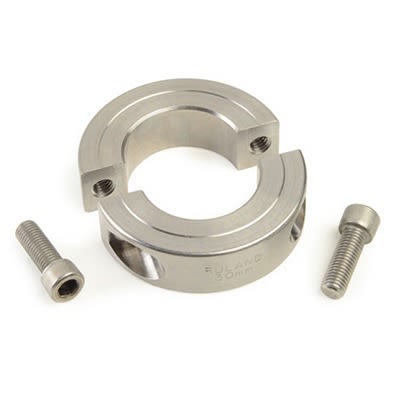 Ruland Shaft Collar, Two Piece, Clamp, Bore 9mm, OD 24mm, W 9mm, Stainless Steel 316