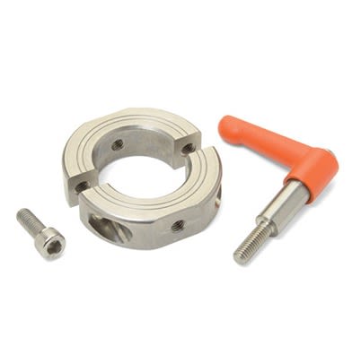 Ruland Shaft Collar, Two Piece, Clamp, Bore 25mm, OD 45mm, W 15mm, 303 Stainless Steel