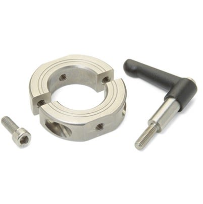 Ruland Shaft Collar, Two Piece, Clamp, Bore 25mm, OD 45mm, W 15mm, 303 Stainless Steel