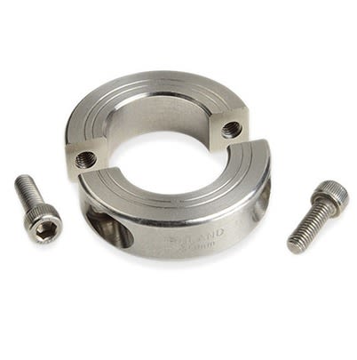 Ruland Shaft Collar, Two Piece, Clamp, Bore 54mm, OD 82mm, W 19mm, 303 Stainless Steel
