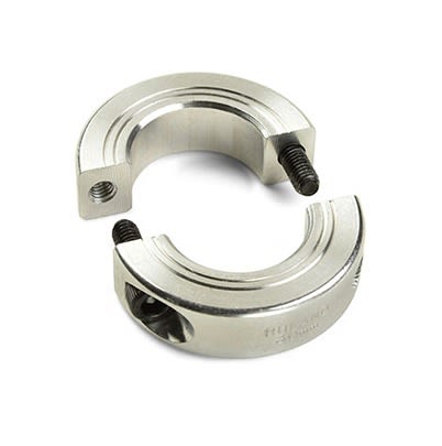 Ruland Shaft Collar, Two Piece, Clamp, Bore 10mm, OD 24mm, W 9mm, Aluminium