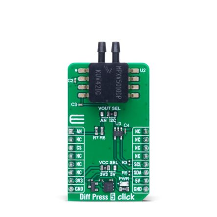 MikroElektronika Diff Press 5 Click Sensor Add-On Board Add On Board for Pressure Sensor Industrial