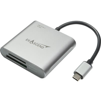 Exascend 2 port USB 3.2 Memory Card Reader for ExpressCard Memory Cards