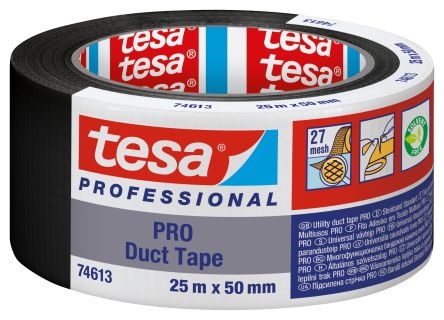 Tesa PRO 74613 Duct Tape 74613-00000-15 Duct Tape, 25m x 50mm, Black