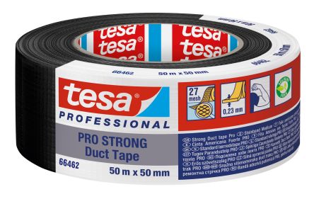 Tesa PRO 66462 STRONG Duct Tape 66462-00002-00 Duct Tape, 50m x 50mm, Black