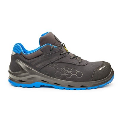 BASE B1210 Unisex Black/Blue Non Metal Toe Capped Safety Shoes, UK 4, EU 36