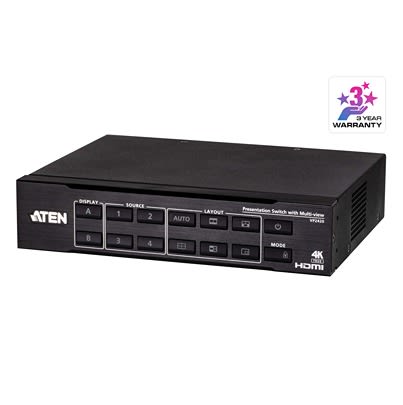 Aten 6 Port 4 Input 2 Output HDMI Switch 4096 x 2160 / 3840 x 2160