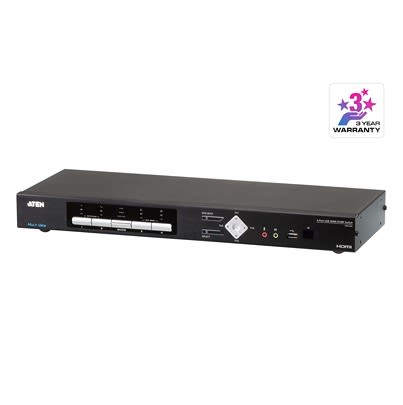Aten 4 Port USB HDMI KVM Switch, 3.5 mm Jack 4096 x 2160 Maximum Resolution