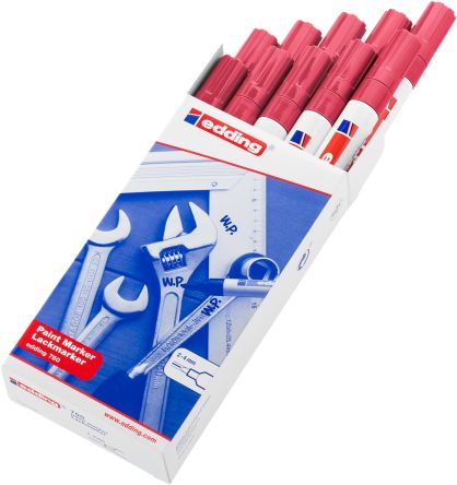 Edding Red 2 → 4mm Medium Tip Paint Marker Pen for use with Glass, Metal, Plastic, Wood