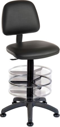 RS PRO Black Polyurethane Drafting Chair, 90kg Weight Capacity