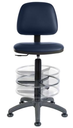 RS PRO Blue Plastic Drafting Chair, 90 Weight Capacity