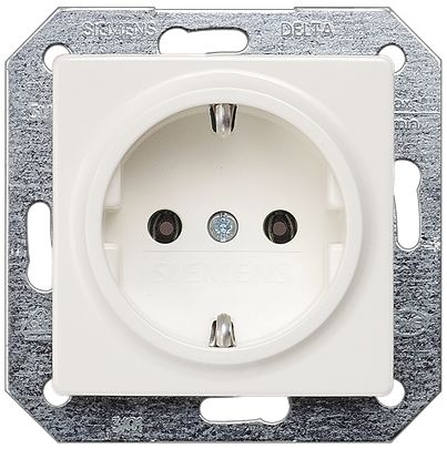 Siemens DELTA White Plug Socket, 16A, Schuko