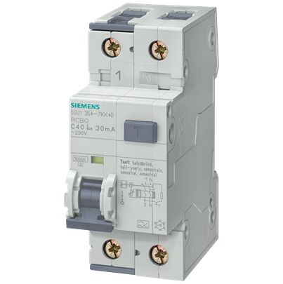 Siemens RCBO, 6A Current Rating, 2P Poles, 30mA Trip Sensitivity, Type B, SENTRON Range