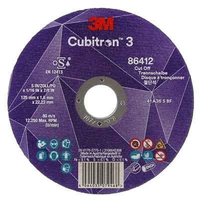 3M 87371 Ceramic Cutting Disc, 230mm x m Thick, 36+ Grade, 25 in pack