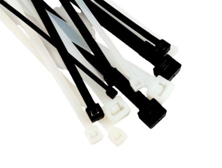 3M Cable Ties,, 20m x 4.8 mm, Black Nylon, Pk-100