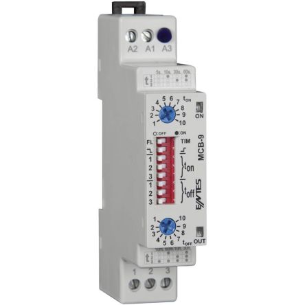 ENTES MCB Series DIN Rail Mount Timer Relay, 12 → 240V ac, 1-Contact, 0.5 sec → 30 hrs, SPDT