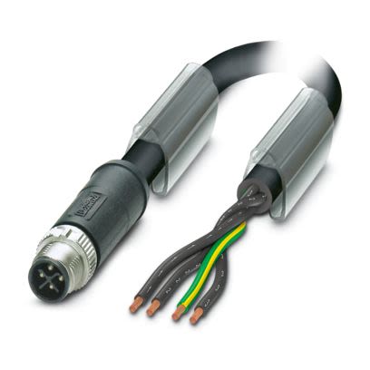 Phoenix Contact 3-PUR PE, SAC-4P-M12MSS/ 3 1.5 mm² 4 Core Power Cable, Black/Grey Polyurethane PUR, 3.3m