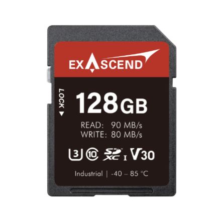 Exascend 128GB Industrial SDXC SD Card, Class 10, UHS-1 (U3), V30