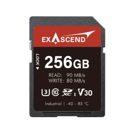 Exascend 256GB Industrial SDXC SD Card, Class 10, UHS-1 (U3), V30