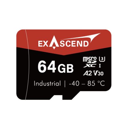 Exascend 64 GB Industrial MicroSD Micro SD Card, Class 10