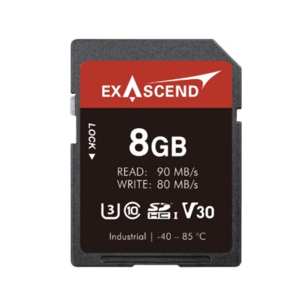Exascend 8GB Industrial SDHC SD Card, Class 10, UHS-1 (U3), V30