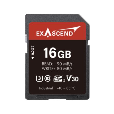 Exascend 16GB Industrial SDHC SD Card, Class 10, UHS-1 (U3), V30