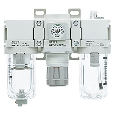 SMC NPT 3/8 FRL, Manual Drain, 5μm Filtration Size -