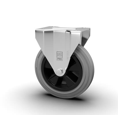 RS PRO Fixed Castor Wheel, 70kg Capacity, 100mm Wheel