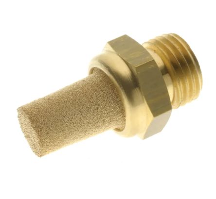 RS PRO Brass, Sintered Bronze 10bar Pneumatic Silencer, Threaded, G 3/8 Male
