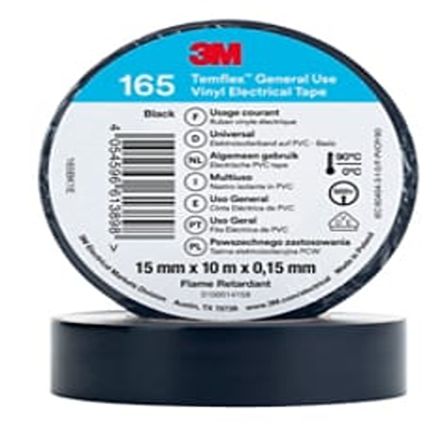 3M Temflex Black PVC Electrical Tape, 15mm x 10m