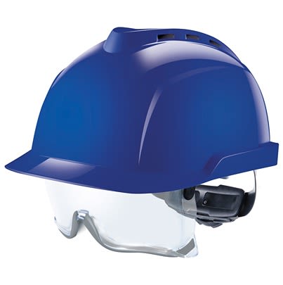 MSA Safety GVC5A Blue Safety Helmet with Chin Strap, AdjustableVentilated