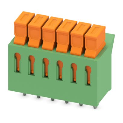 Phoenix Contact PCB Terminal Block, 6-Contact, 3.81mm Pitch, Wave Soldering, 1-Row, PC Terminal Termination