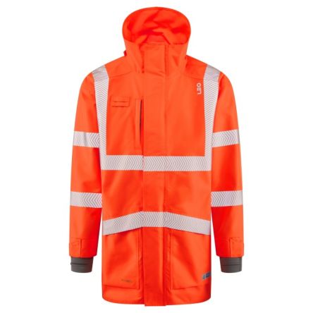 Leo Workwear CLOVELLY Orange Unisex Hi Vis Jacket, XXXXXXL