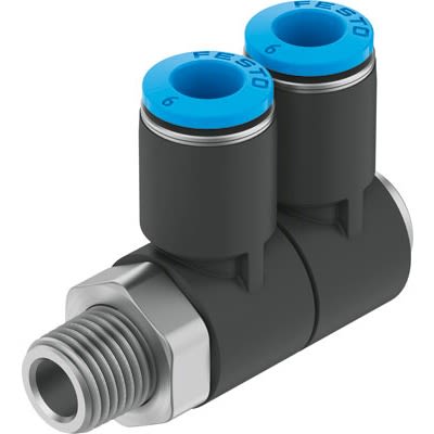 Festo QSLV2 Series Threaded-to-Tube, NPT 1/2 Male to 1/2 in, Threaded-to-Tube Connection Style, 190775