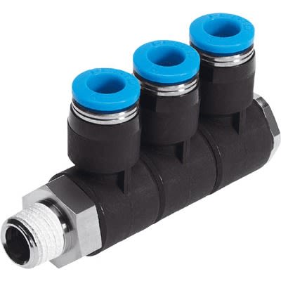 Festo QSLV3 Series Threaded-to-Tube, NPT 1/2 Male to 1/2 in, Threaded-to-Tube Connection Style, 190787
